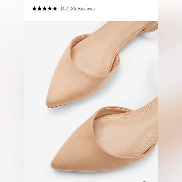 Rhinestone Embellished Nude Suede Flats w/ Ankle Strap - Picture 3 of 3